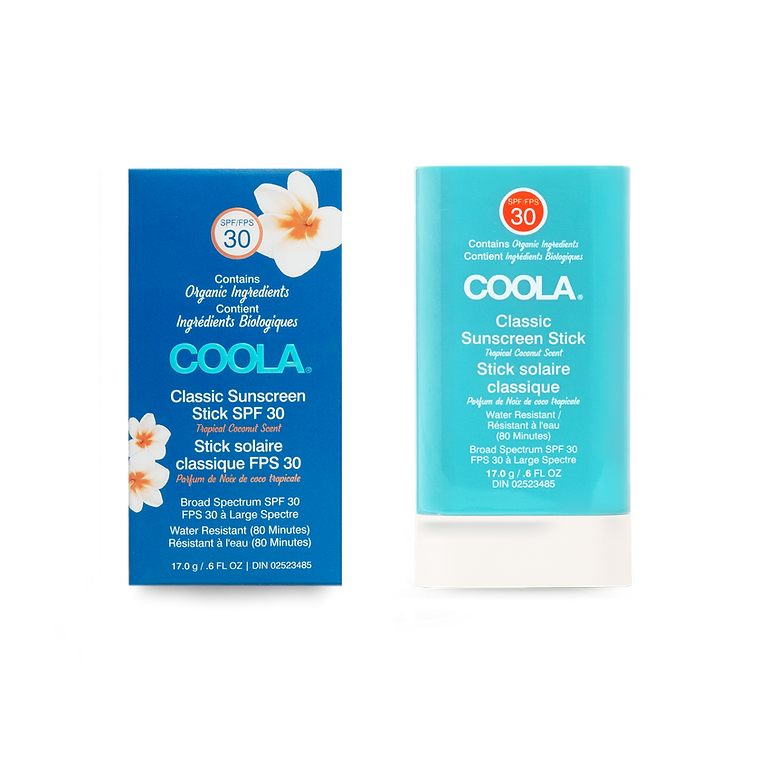Classic Organic Sunscreen Stick SPF 30 in Tropical Coconut scent by COOLA with antioxidant-rich Plant Protection® complex.