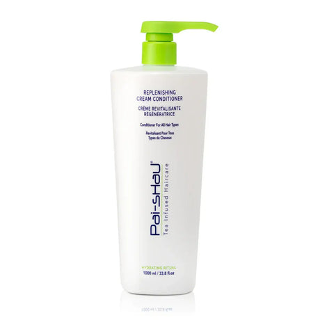 Bottle of Replenishing Cream Conditioner, 1000ml, designed to hydrate and restore shine to dry, dull hair with amino acids and oat proteins.