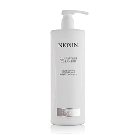 3D Intensive Care Clarifying Cleanser bottle for removing mineral deposits and chlorine, suitable for all hair types.