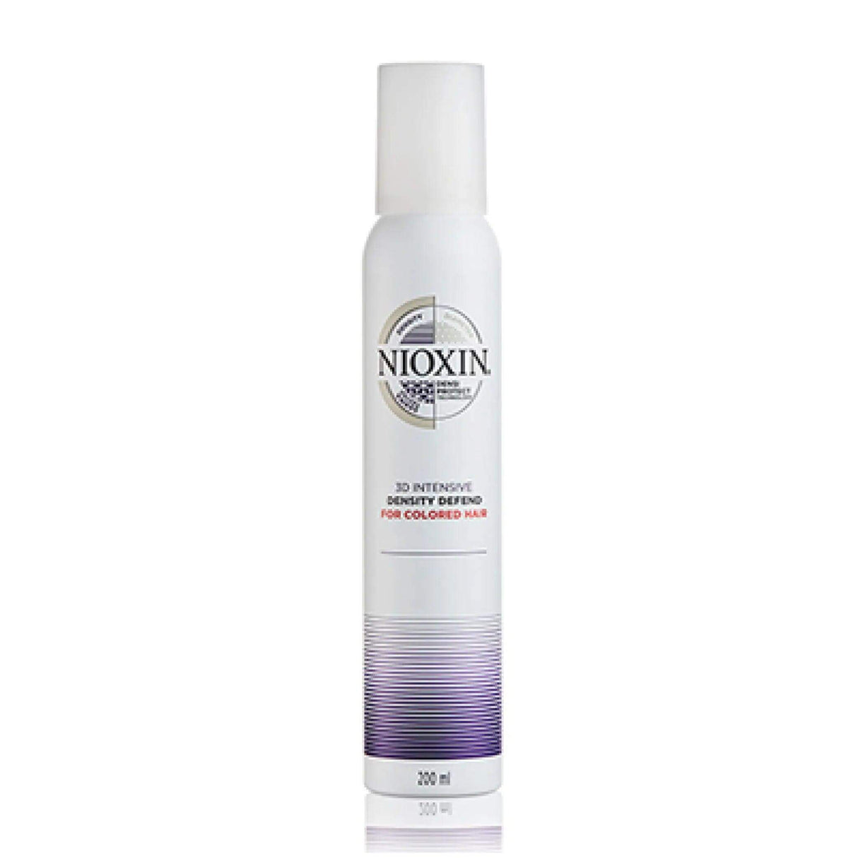 Nioxin 3D Intensive Care Density Defend Foam for colored hair with DensiProtect Technology in a 200ml bottle.