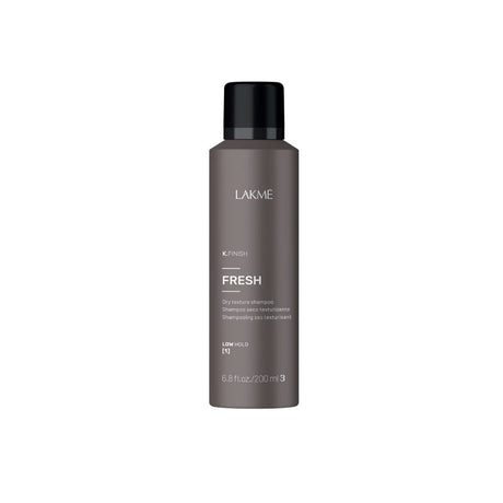 K.Finish Fresh Dry Texture Shampoo bottle, dry shampoo for all hair types offering oil absorption, body, texture, and UV protection.