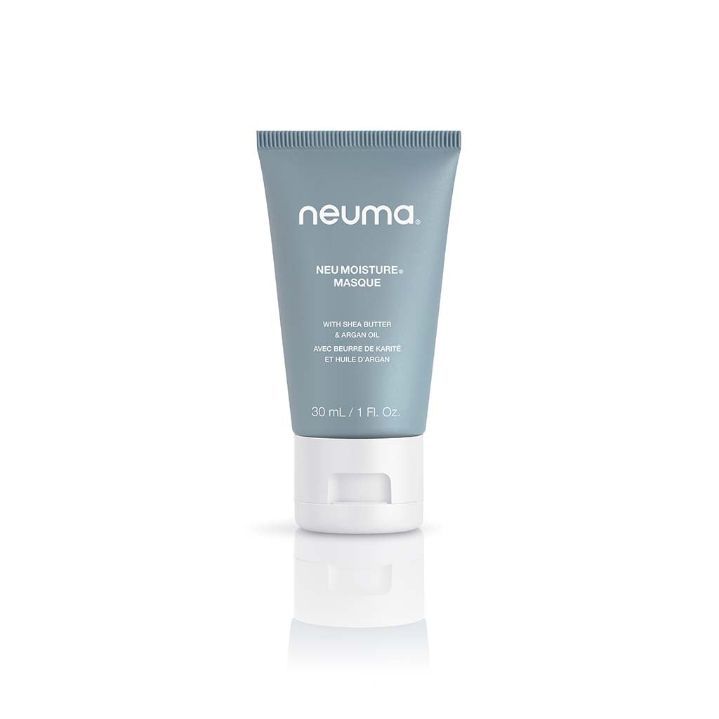 Neu Moisture Masque tube, hydrating hair treatment with lavender, mandarin, vanilla aroma for deep conditioning and nourishing care.