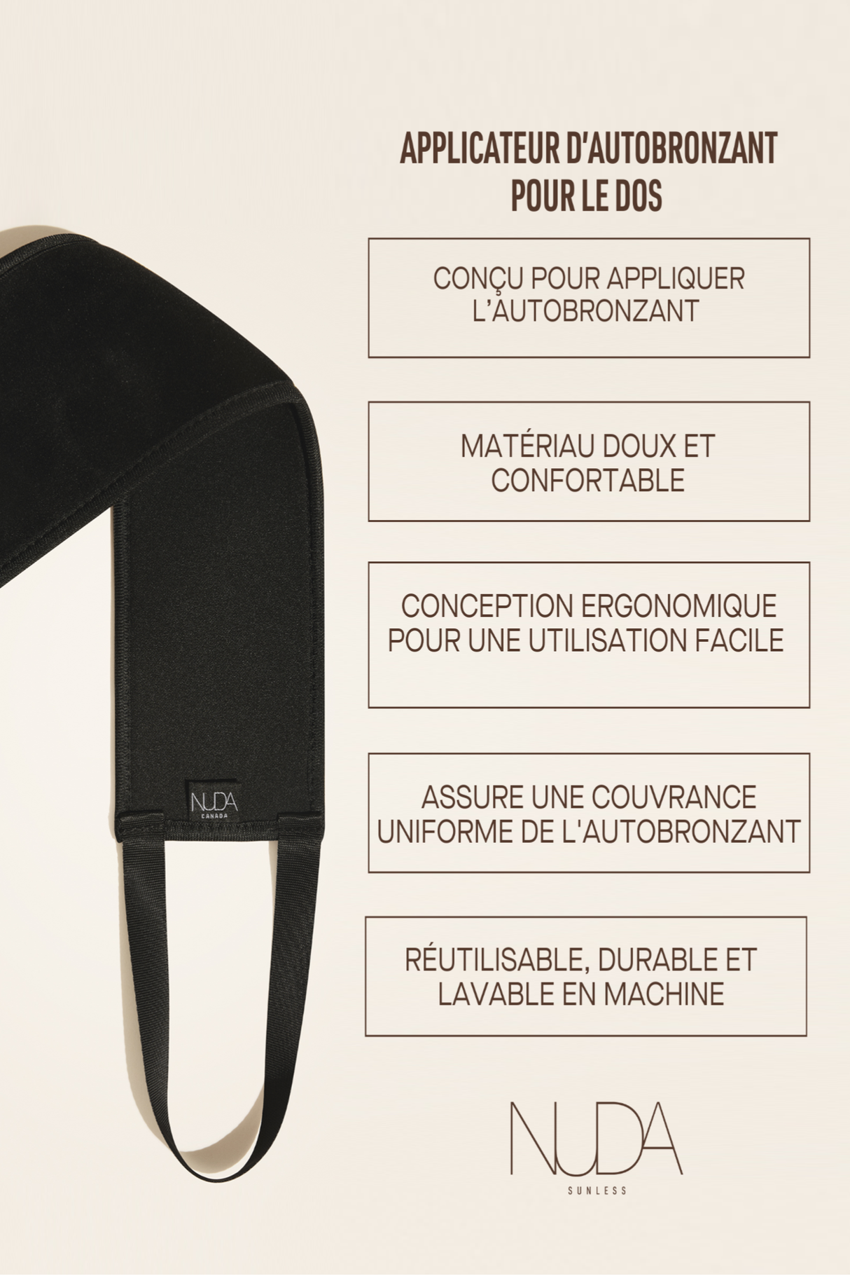 Luxurious self tan back applicator with ergonomic design for effortless, even tanning on hard-to-reach spots.