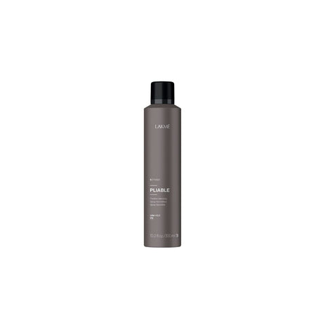 K.Finish Pliable Flexible Hair Spray with natural hold, UV defense, and woody scent. Suitable for all hair types. 300ml bottle.
