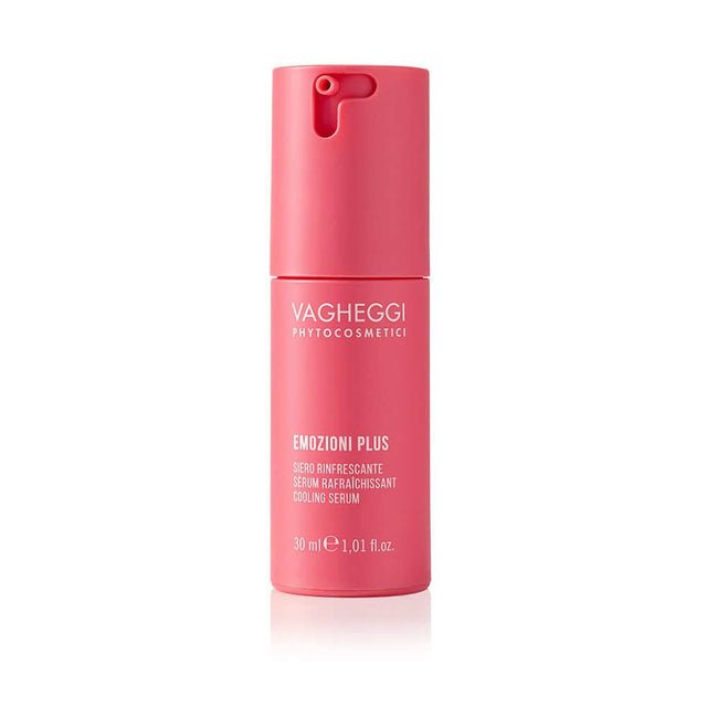 Emozioni Plus Cooling Serum by Vagheggi, 30 ml bottle, provides instant freshness, calms skin, ideal for makeup foundation.