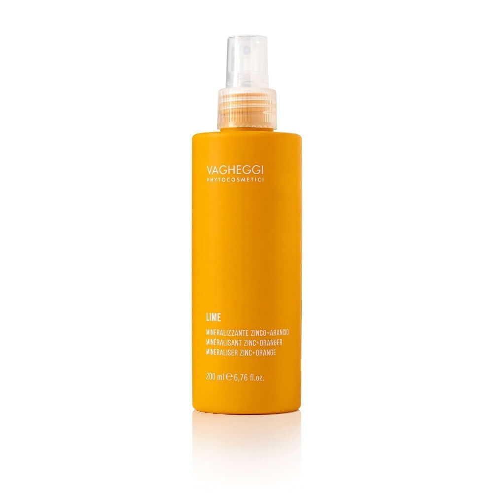 Lime Mineraliser Zinc+orange vitamin C lotion bottle, 200ml, for face and body hydration and soothing skin care.