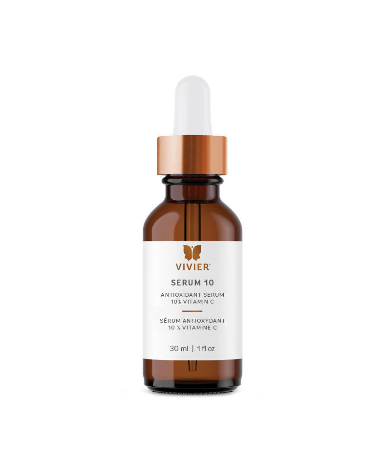 Vivier Serum 10 antioxidant serum with 10% Vitamin C, 30ml bottle, for fine lines and radiant skin for all types, especially sensitive.