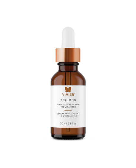 Vivier Serum 10 antioxidant serum with 10% Vitamin C, 30ml bottle, for fine lines and radiant skin for all types, especially sensitive.