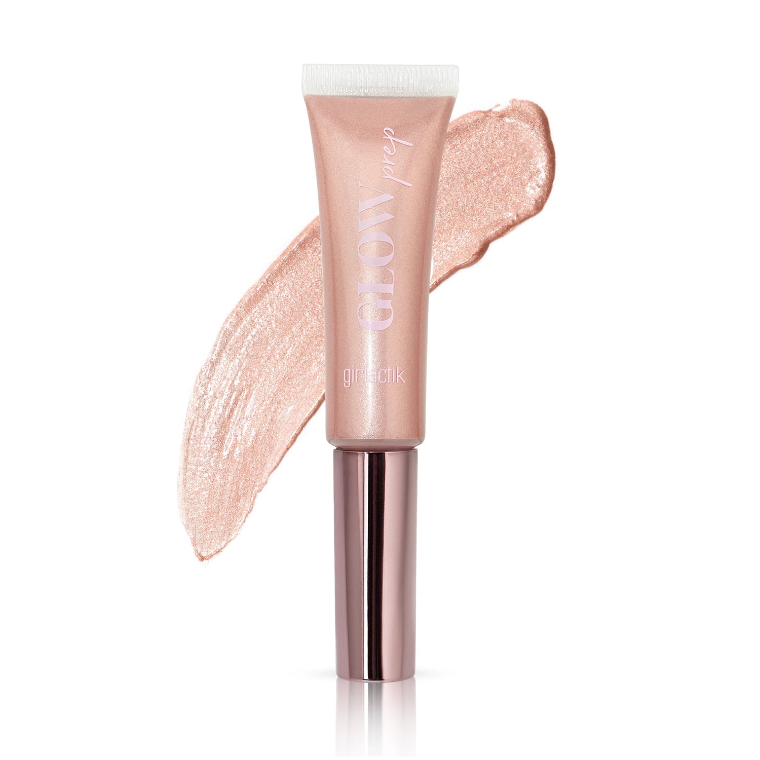 Glow Prep makeup primer with doe-foot wand, offering a radiant glow for every step of your makeup routine. Effortlessly blendable formula.