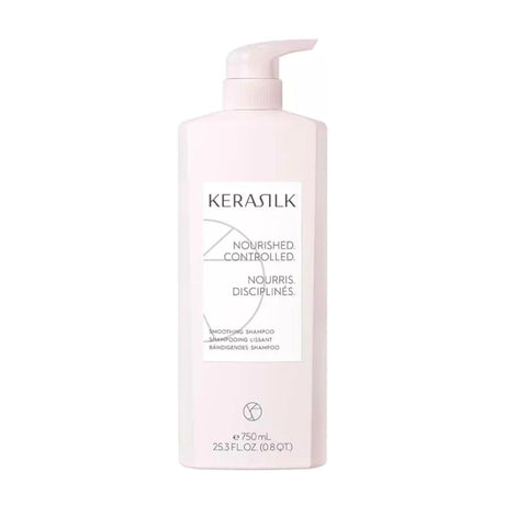 Kerasilk Smoothing Shampoo bottle for controlling frizz and smoothing hair, suitable for all hair types and textures.