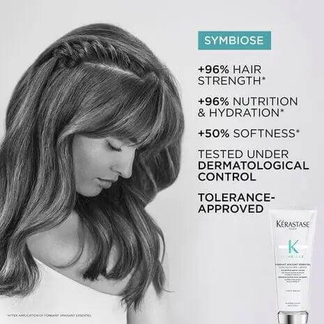Kerastase Symbiose Fondant Apaisant Essentiel conditioner with hair strength, nutrition, hydration, and softness benefits.