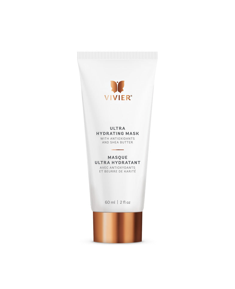 Vivier Ultra Hydrating Mask with Vitamin E, Sweet Almond Extract, and Shea Butter for skin hydration and protection.