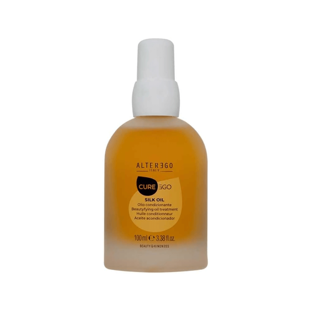 Alter Ego Italy Cure Silk Oil Conditioning Treatment for frizzy hair, 100ml bottle for softness and shine.