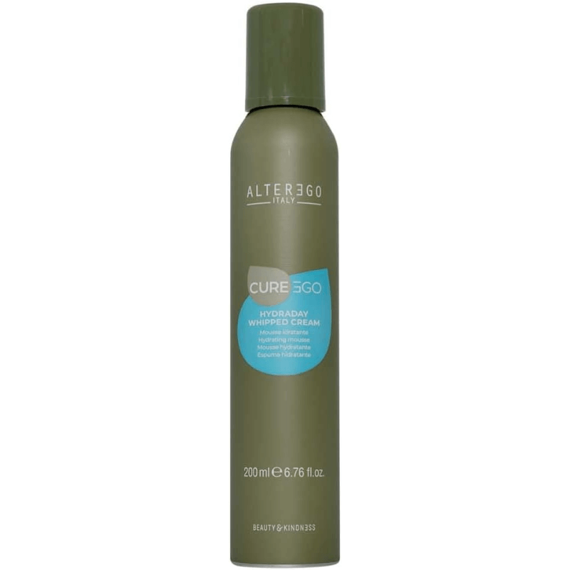 Alter Ego Italy hydrating whipped cream for all hair types, 200ml mousse, paraben-free, enhances softness and shine.