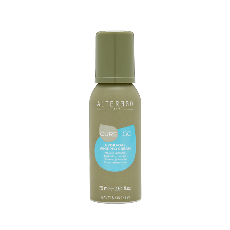 Alterego Italy Cure Ego Hydraday Whipped Cream for all hair types, free from parabens and artificial colorants, 75ml bottle.