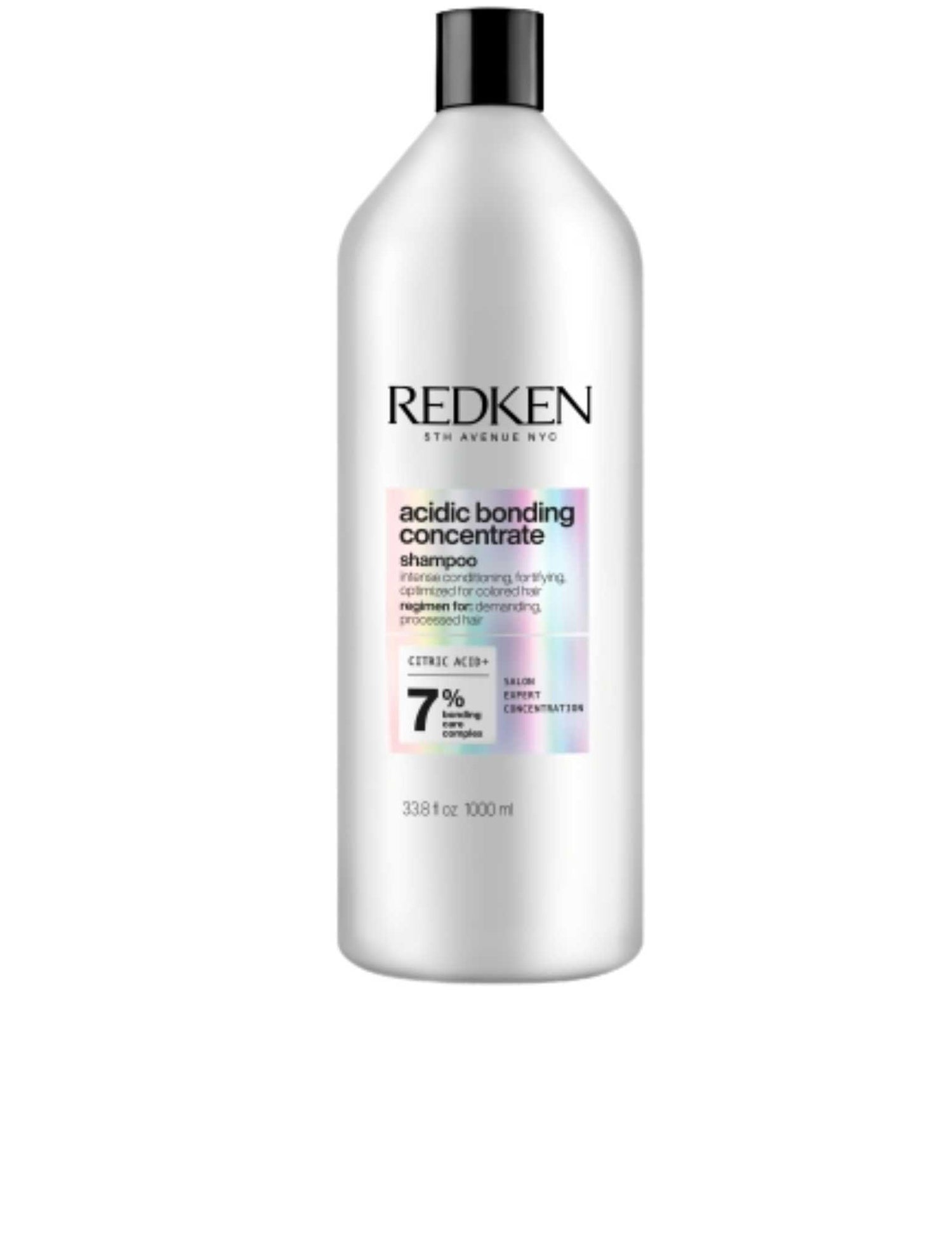 Redken Acidic Bonding Concentrate Shampoo 1L, enhances and repairs hair bonds, suitable for all types and textures.