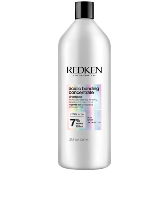 Redken Acidic Bonding Concentrate Shampoo 1L, enhances and repairs hair bonds, suitable for all types and textures.