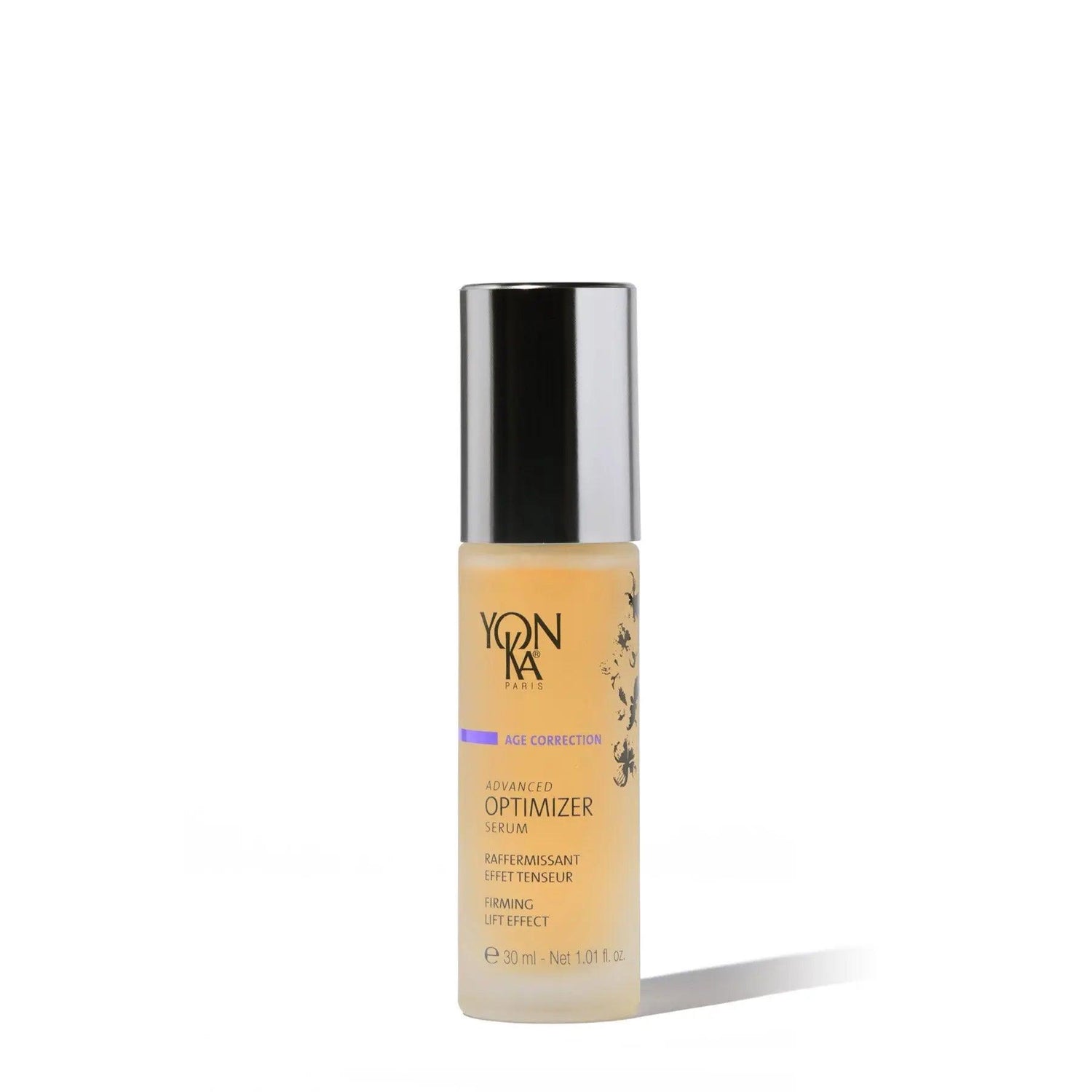 Yonka Advanced Optimizer Serum bottle for anti-aging, designed to firm and lift skin, suitable for mature or sagging skin types.