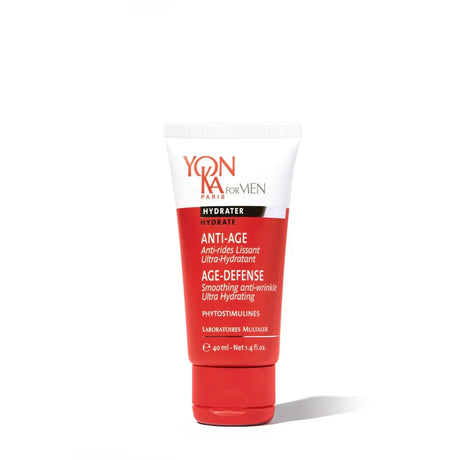 Yon-Ka Age-Defense anti-age hydrating cream for men, 40ml tube, reduces fine lines and wrinkles, nourishes with essential oils.