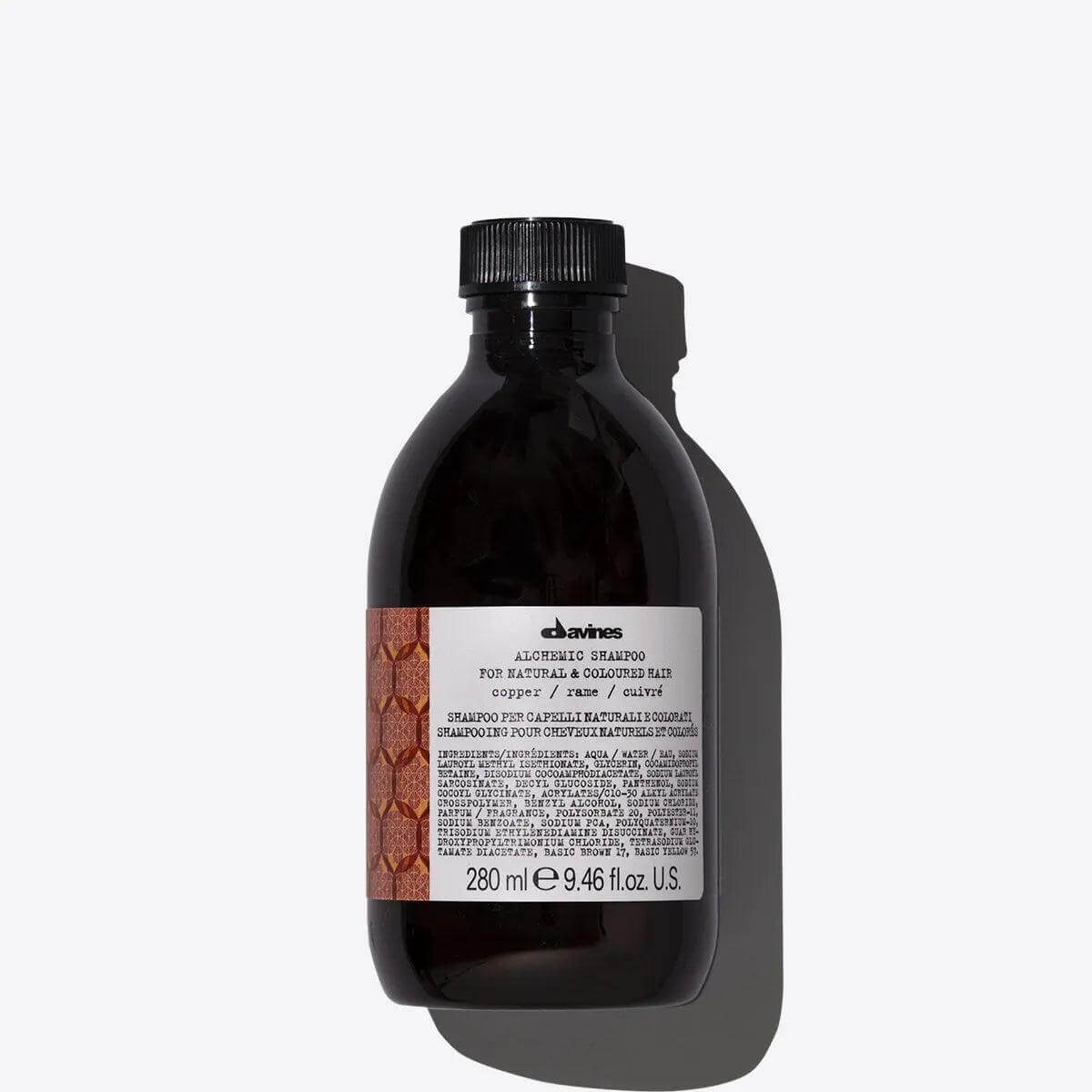 Alchemic Shampoo Copper bottle for enhancing warm red and copper hair tones, 280 ml.