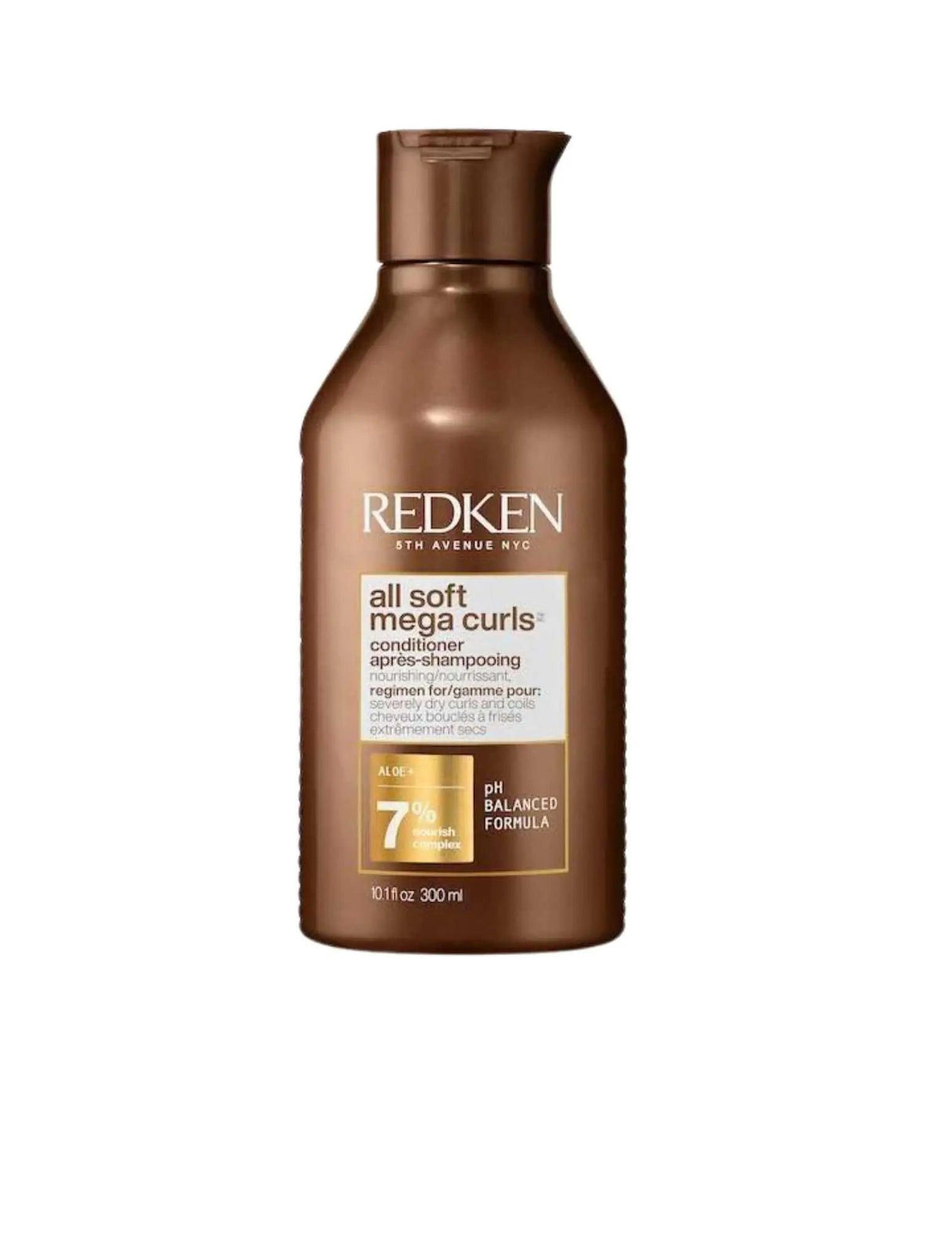 Redken All Soft Mega Curls Conditioner bottle for hydrating and defining curly hair, ideal for taming dryness and frizz.