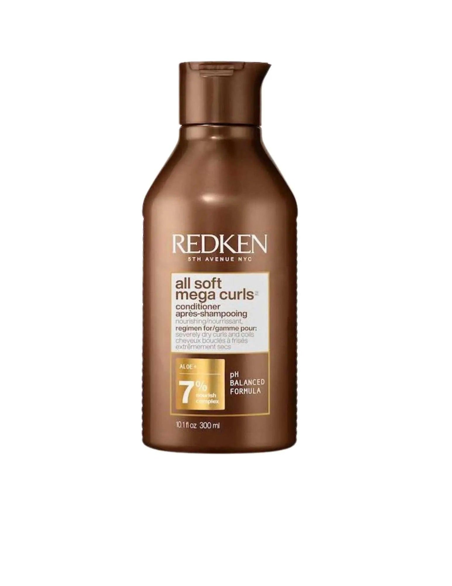 Redken All Soft Mega Curls Conditioner bottle for hydrating and defining curly hair, ideal for taming dryness and frizz.