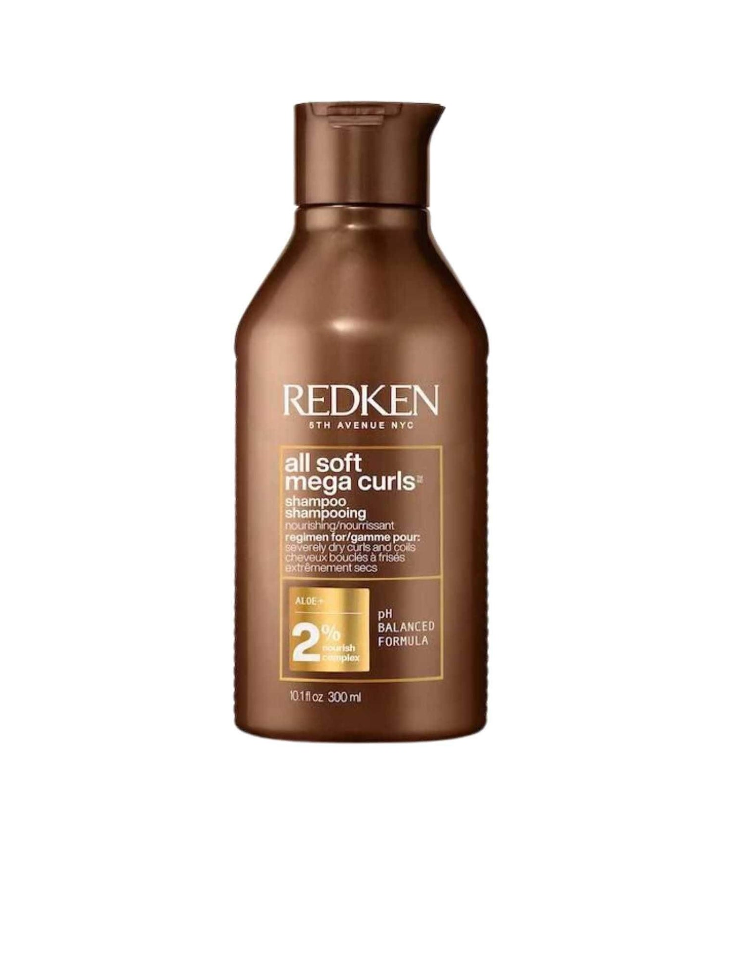 Redken All Soft Mega Curls Shampoo bottle for nourishing and hydrating curly hair, 300ml.