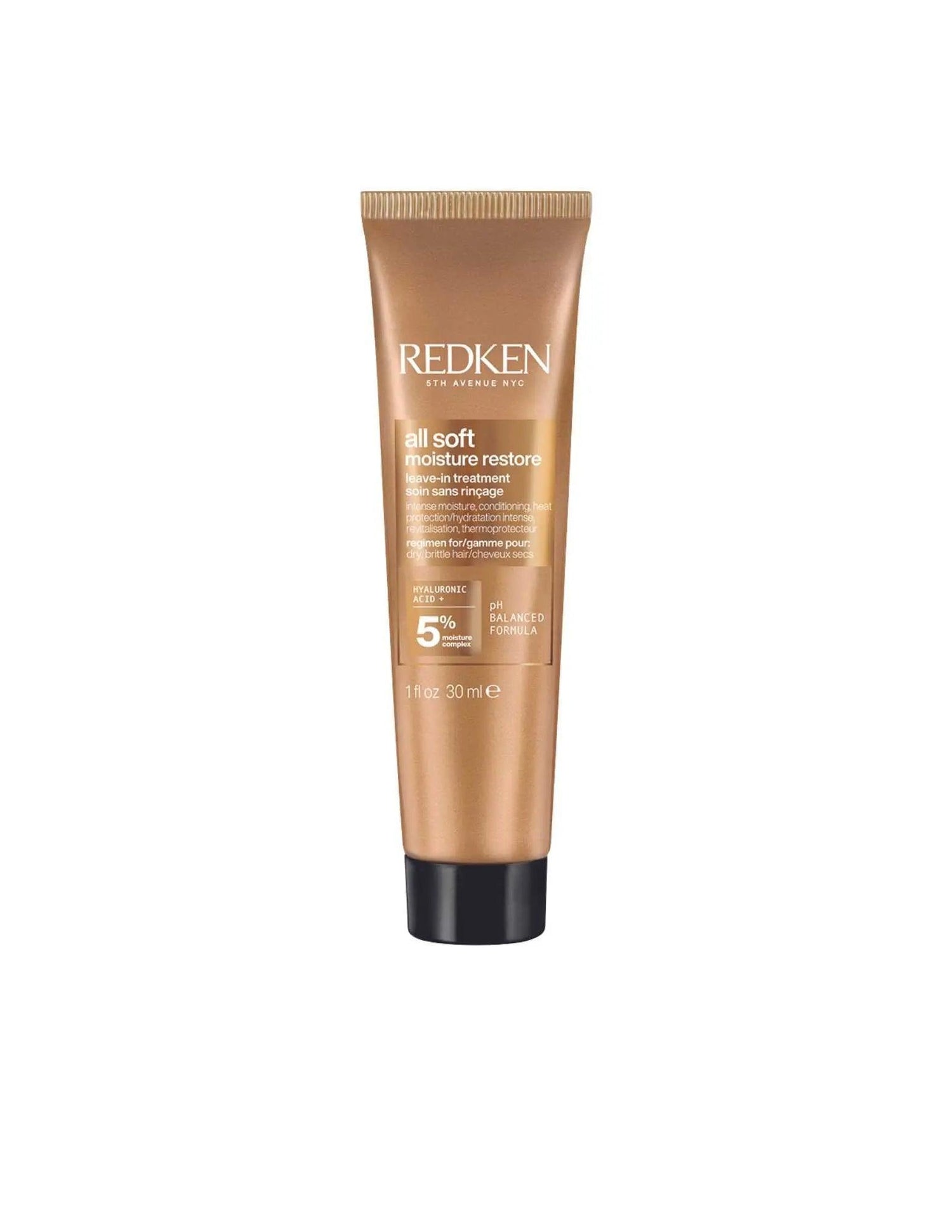Redken All Soft Moisture Restore deep conditioning treatment for dry, brittle hair, providing intense hydration and frizz control.
