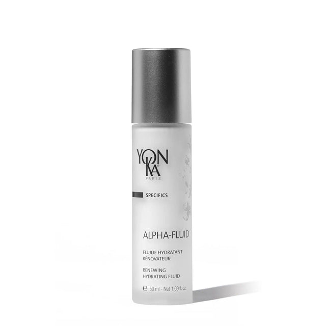 Yonka Alpha-Fluid lightweight moisturizer for smooth, radiant skin, suitable for all skin types, 50ml bottle.