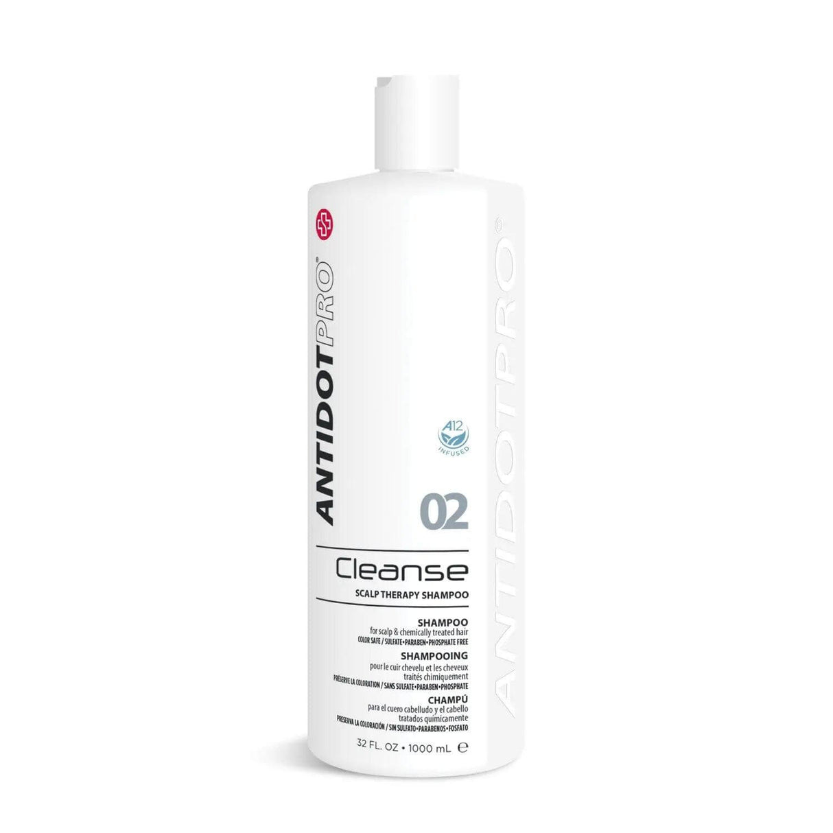 AntidotPro 02 Cleanse 1000ML bottle, Daily Cleansing Shampoo for contact dermatitis, dandruff, scalp therapy, first step in 3 STEP treatment