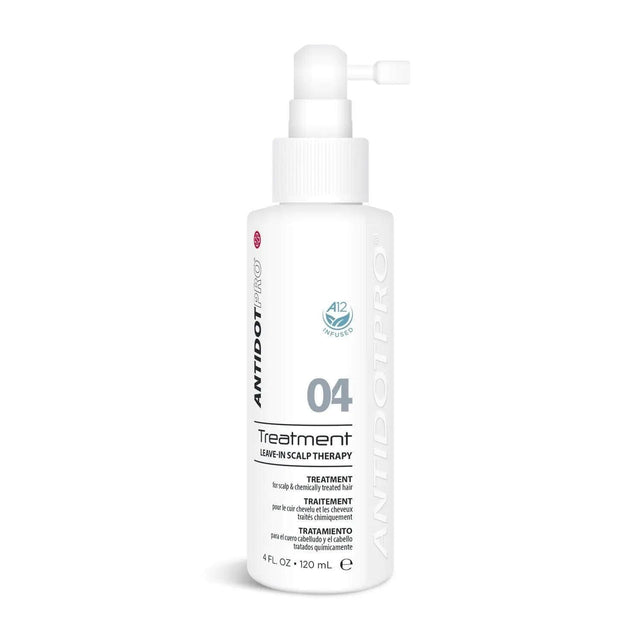 AntidotPro 04 Treatment 120ML bottle, final step in a leave-in scalp therapy system for soothing and protecting against dermatitis.