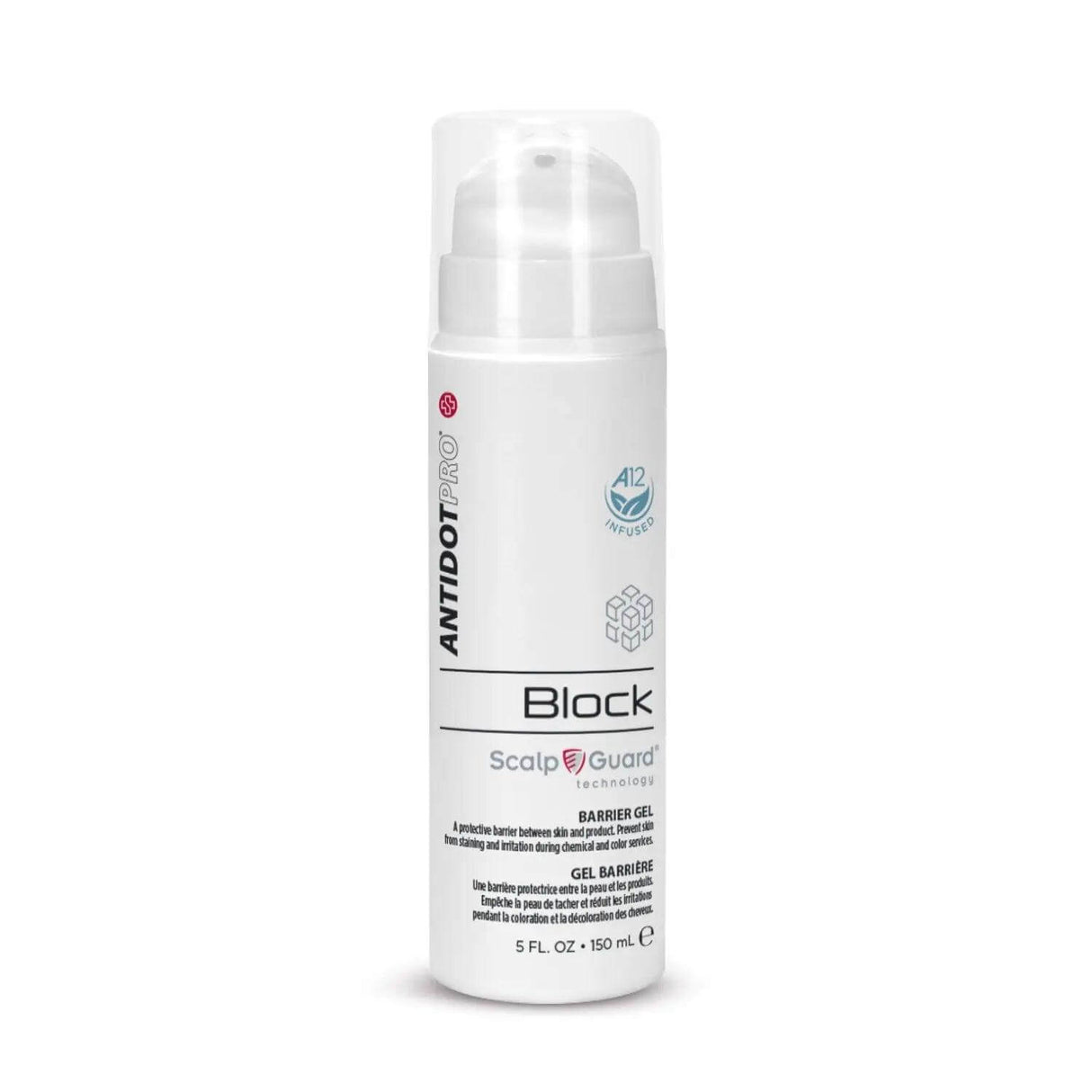 AntidotPro Block 150ML product packaging for scalp protection against contact dermatitis and stains during chemical treatments.