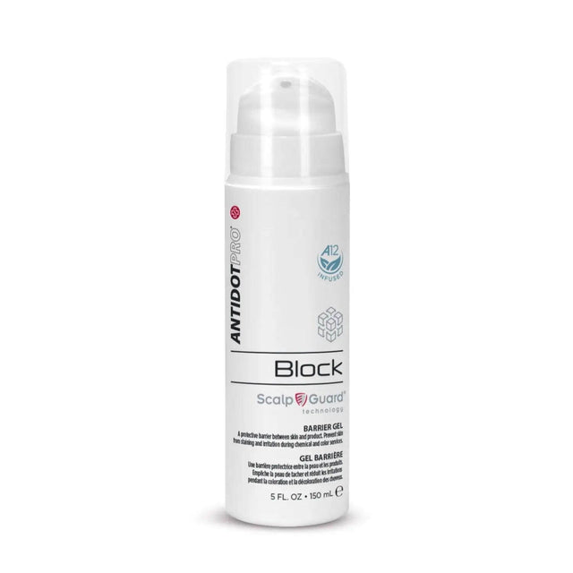 AntidotPro Block 150ML product packaging for scalp protection against contact dermatitis and stains during chemical treatments.