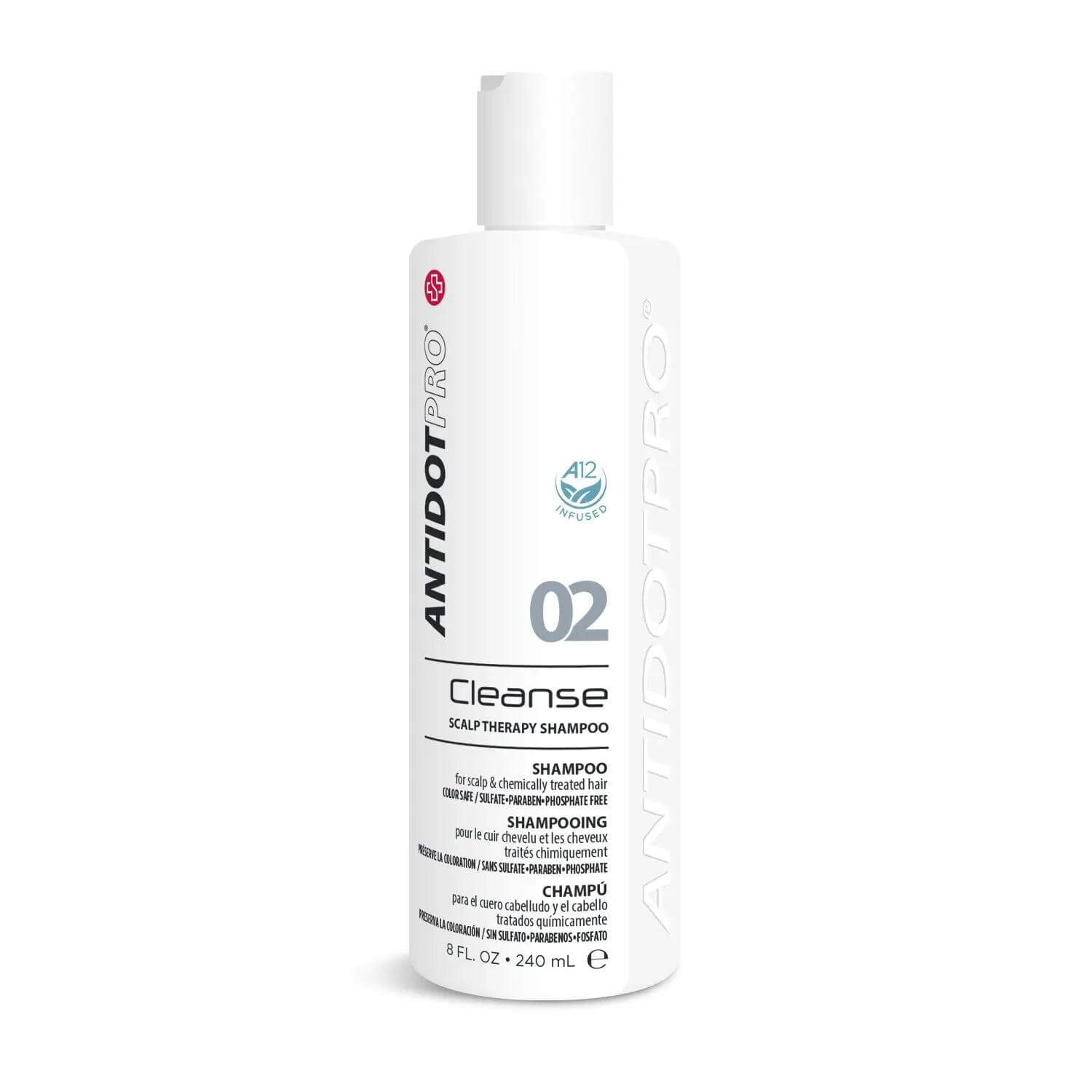 AntidotPro 02 Cleanse Scalp Treatment Shampoo 240ML bottle for daily cleansing and scalp therapy.
