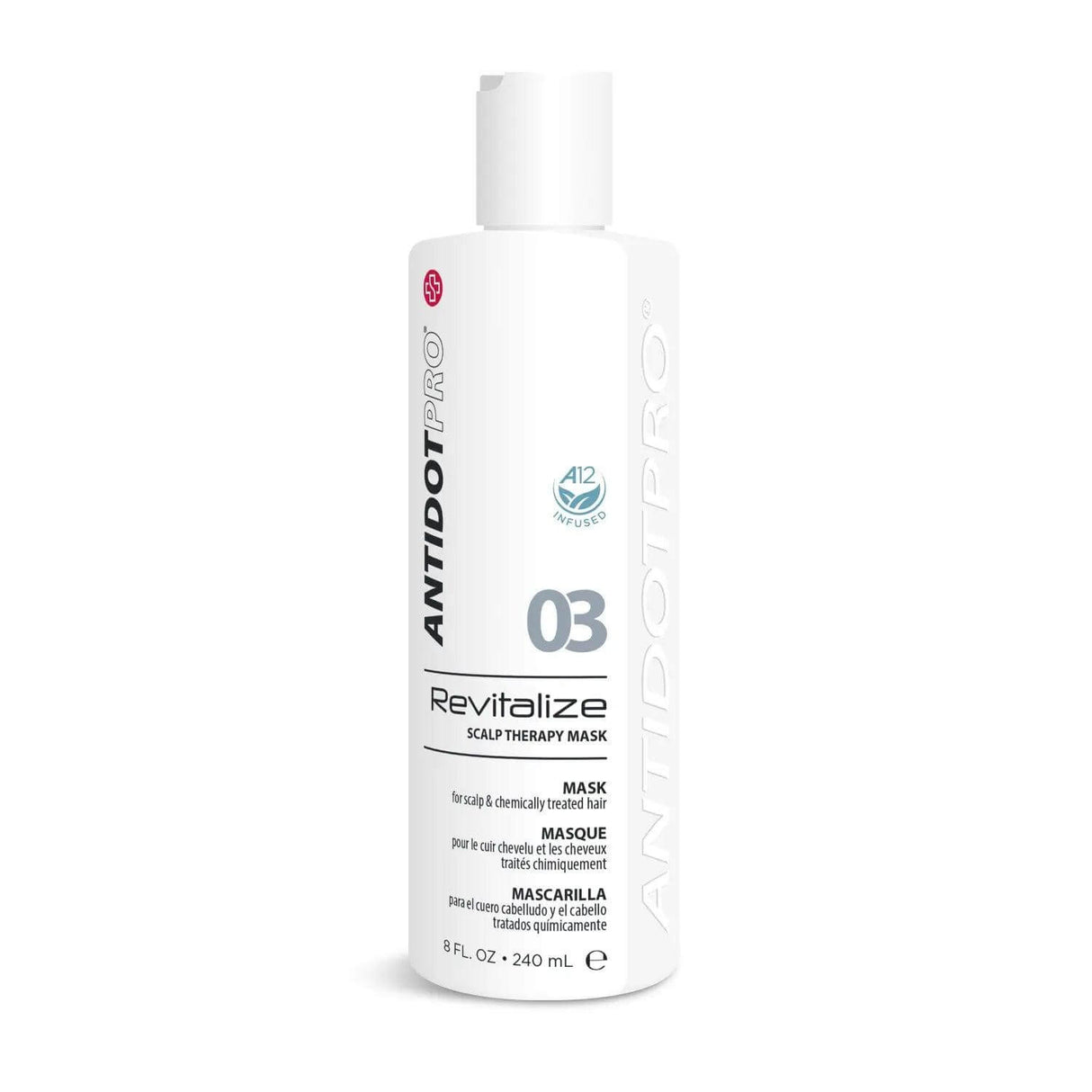 AntidotPro 03 Revitalize Scalp Therapy Mask 240ml bottle for hair and scalp care.