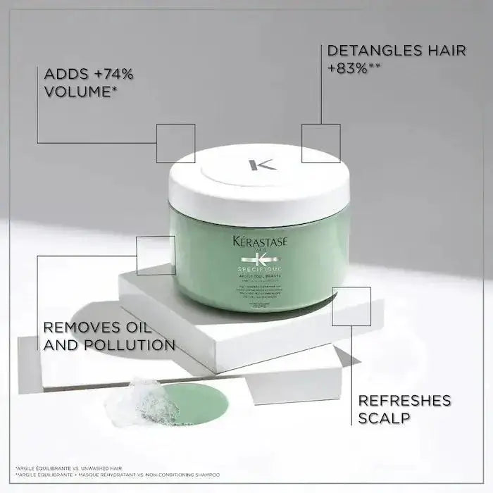 Kerastase Argile Équilibrante Clarifying Shampoo purifying oily scalp and removing excess oil and impurities.