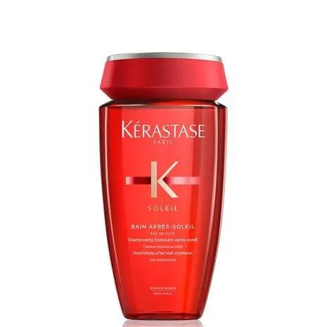 Kerastase Bain Après-Soleil Shampoo for sun-exposed hair, eliminates chlorine and salt, hydrates and repairs, 250ml bottle.