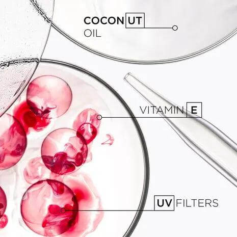 Kerastase Bain Après-Soleil ingredients: coconut oil, vitamin E, UV filters for sun protection and hair repair.