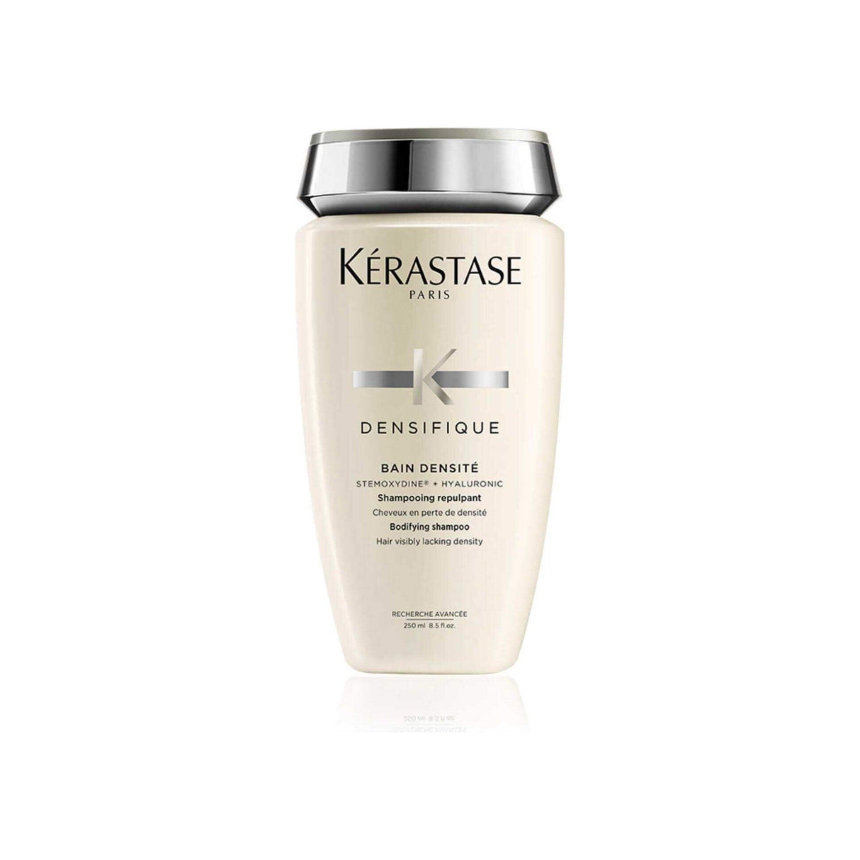 Kérastase Bain Densité shampoo bottle for enhancing hair density and thickness, ideal for fine or thinning hair.