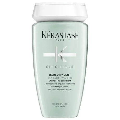 Kérastase Bain Divalent balancing shampoo for oily roots and dry ends, controls scalp oil, suitable for all hair textures.