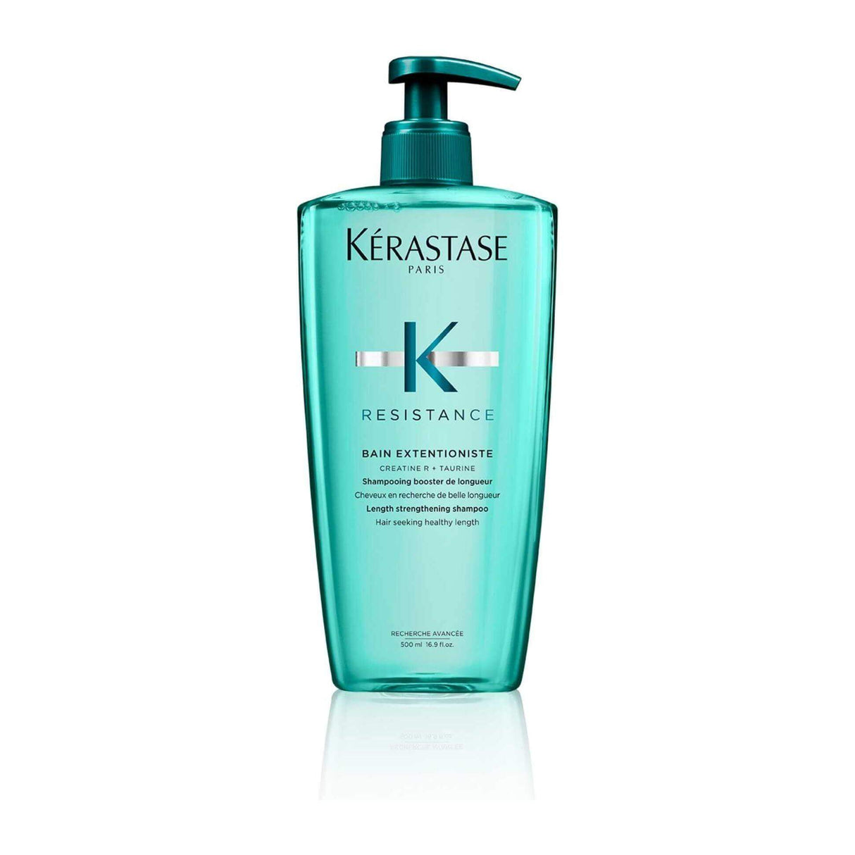 Bain Extentioniste Shampoo bottle by Kérastase for strengthening hair, repairing split ends, and invigorating the scalp.
