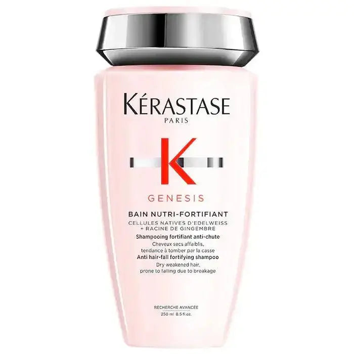 Kérastase Bain Nutri Fortifiant shampoo for weakened hair, prevents breakage, suitable for all hair textures, 250ml bottle.