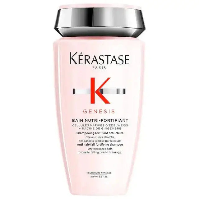 Kérastase Bain Nutri Fortifiant shampoo for weakened hair, prevents breakage, suitable for all hair textures, 250ml bottle.