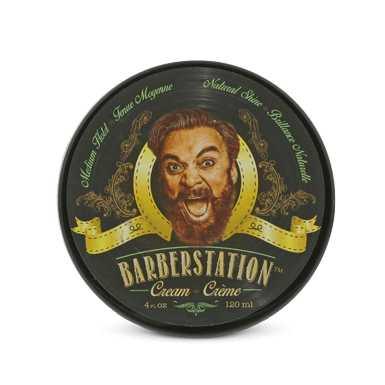 Barberstation Cream tin offering medium hold and natural shine for textured hairstyles and curls.