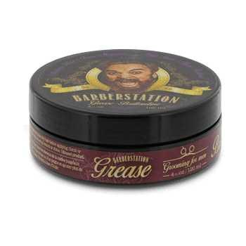 Barberstation Grease pomade tin for medium to firm hold and high shine in classic hairstyles like pompadours and quiffs