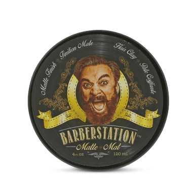 Barberstation Matte styling product with strong hold and matte finish for textured, casual hairstyles and dry pompadours. 120ml tin.