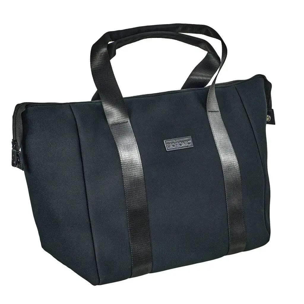 Black neoprene bag from the Bio Ionic Professional Stylist Set with durable handles, perfect for hair styling kit essentials.