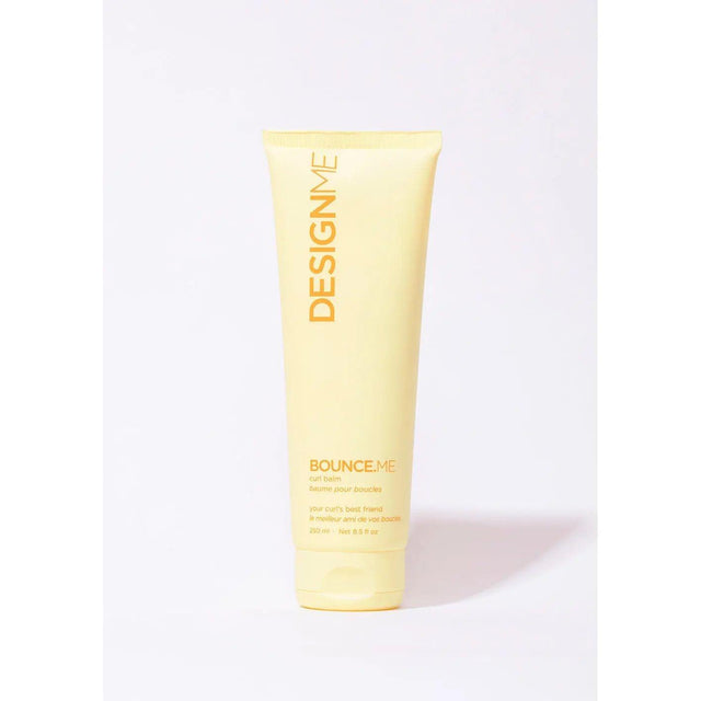 Bounce.Me Curl Balm tube with argan oil for non-crunchy, bouncy curls and buildable hold against a white background.