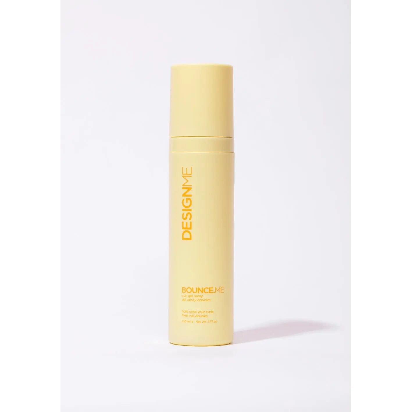 Bounce.Me Curl Spray Gel bottle for curly hair, providing hold, moisture, curl definition, and frizz protection.