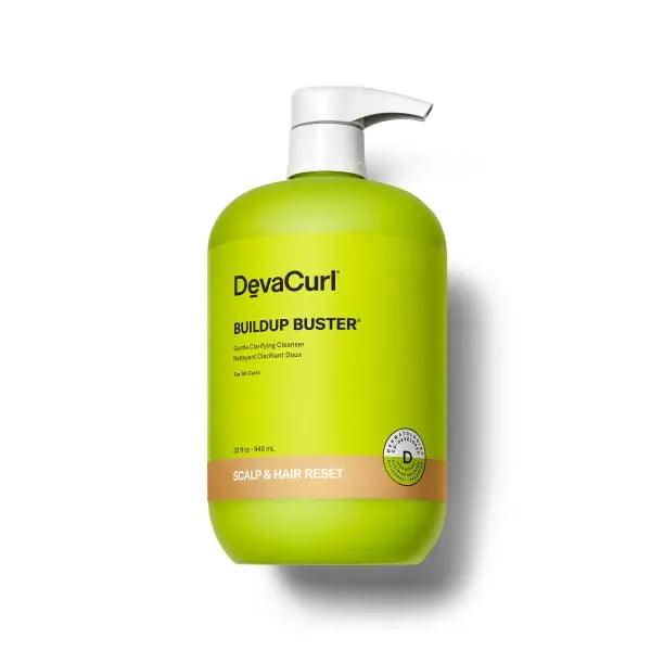 DevaCurl Buildup Buster Gentle Clarifying Cleanser bottle, designed for ultimate curl flexibility and effective product buildup removal.